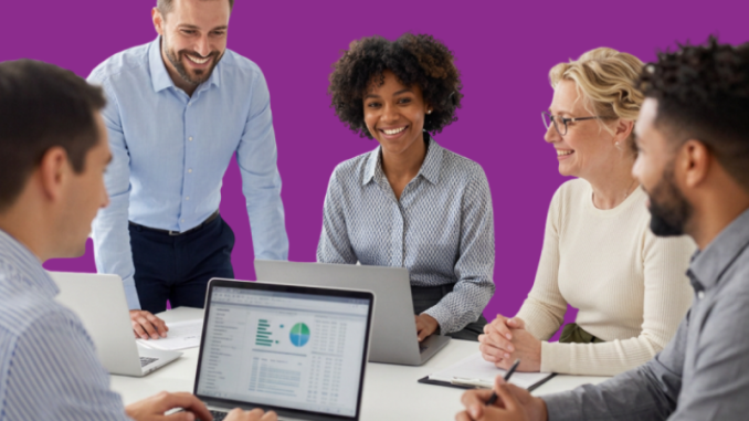 Group of ODs around a table talking about metrics