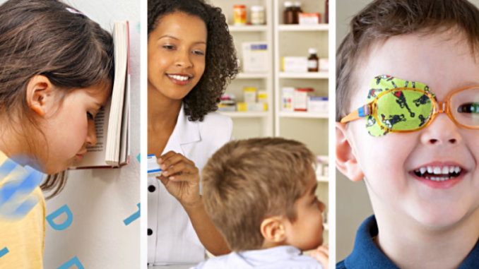 Images of kids and an adult woman smiling