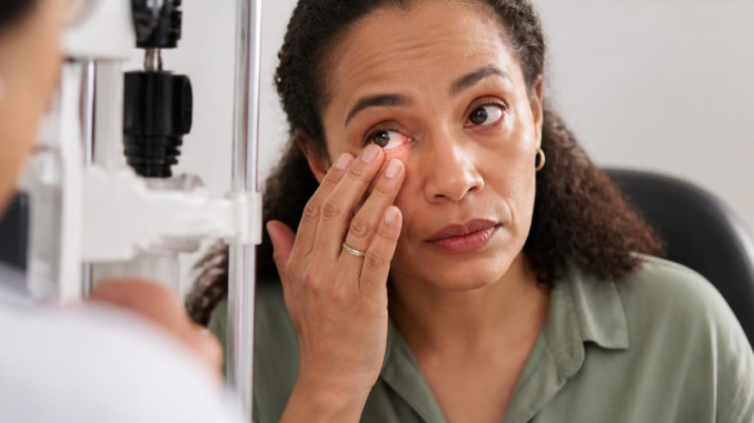 Woman with dry eye
