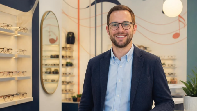 Male optometrist smiling in practice.