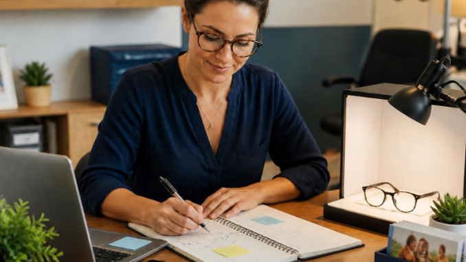 Woman at desk working